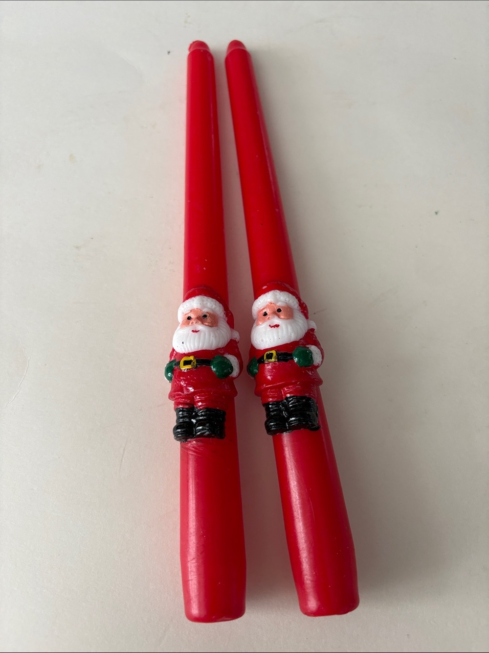 Vintage Christmas Santa Taper Red 10” Candles